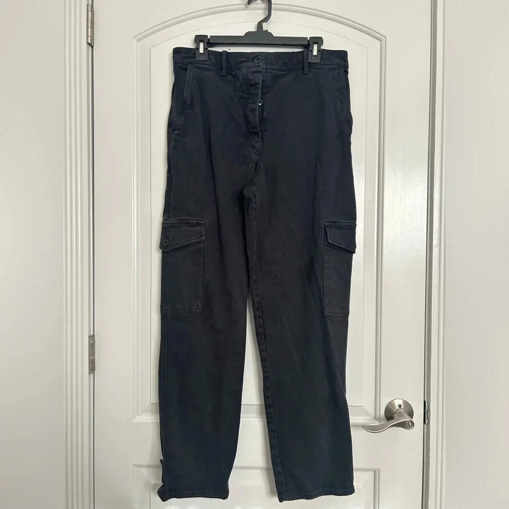 Aritzia Wilfred Free Black Modern Y2K Cargo Twill High Rise size 12 - Picture 2 of 13
